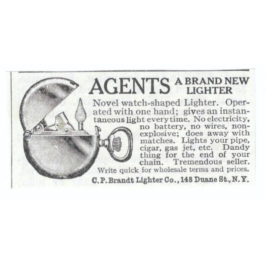 C.P. Brandt Lighter Co NY 1913 Magazine Advertisement AE7-N8