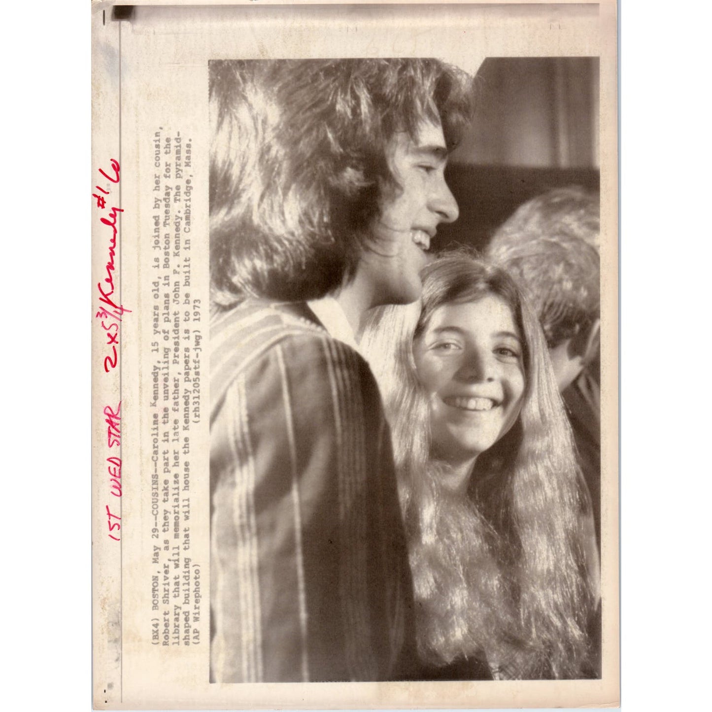 Caroline Kennedy & Robert Shriver Library Unveiling 1973 8x10 Press Photo D1-P-2