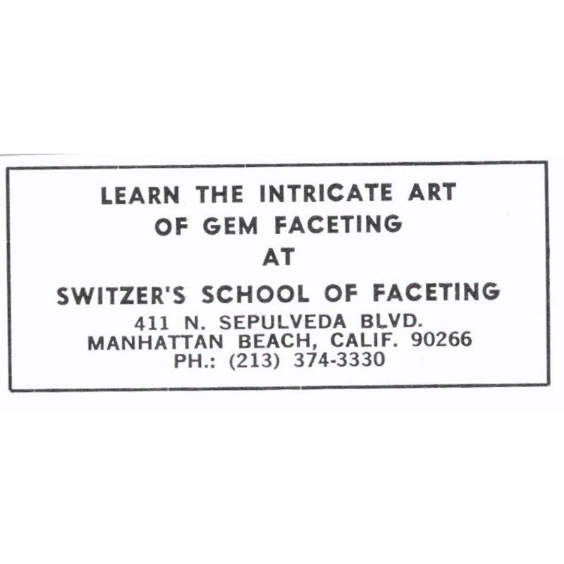Switzer's School of Faceting Gems Manhattan Beach CA 1972 Ad AF8-S4