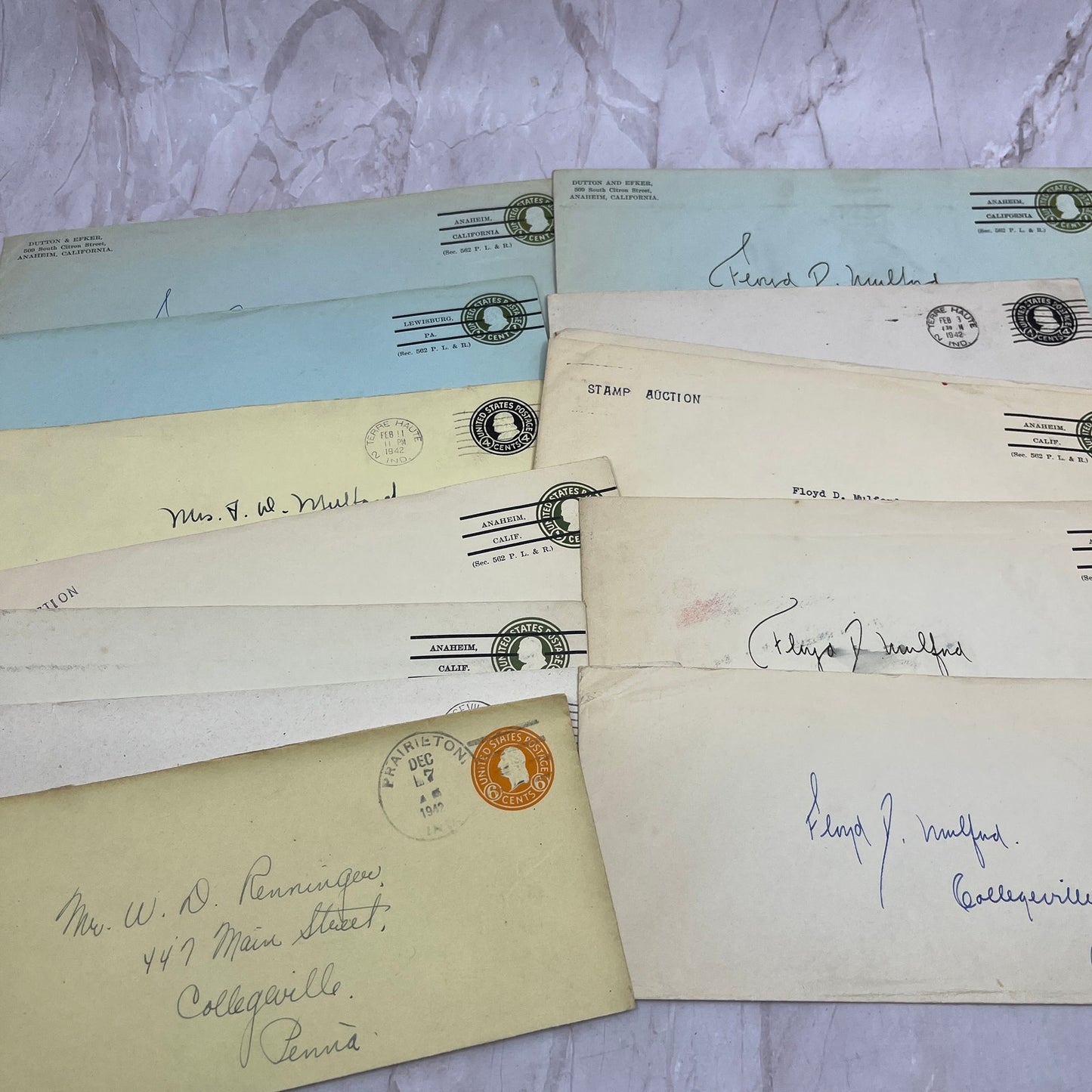 1930-40s Huge Lot Floyd D Mulford Collegeville PA Postal Cover Envelopes TG7-EB5