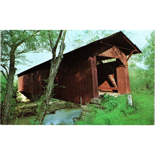 Yatesville Bridge Lawrence County Blaine Creek Covered Bridge Postcard PB11