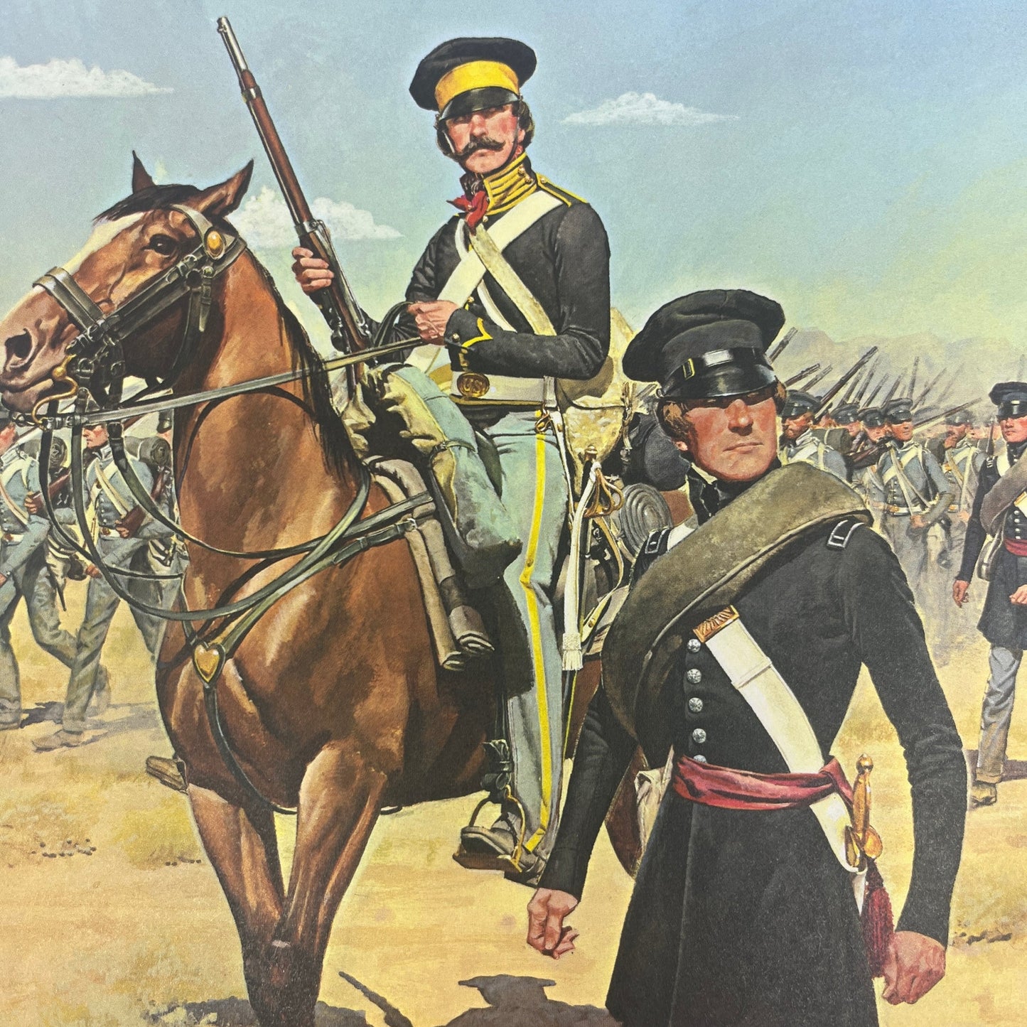 Dragoon Infantry Officer & Infantry Column Campaign Dress c1965 Art Print V14-4