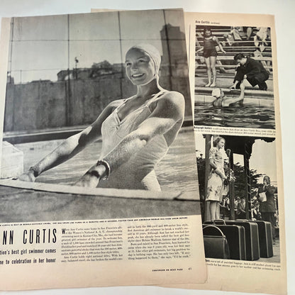 Ann Curtis Nation's Best Girl Swimmer 2 Pages 1940s WWII Era Article V30-1