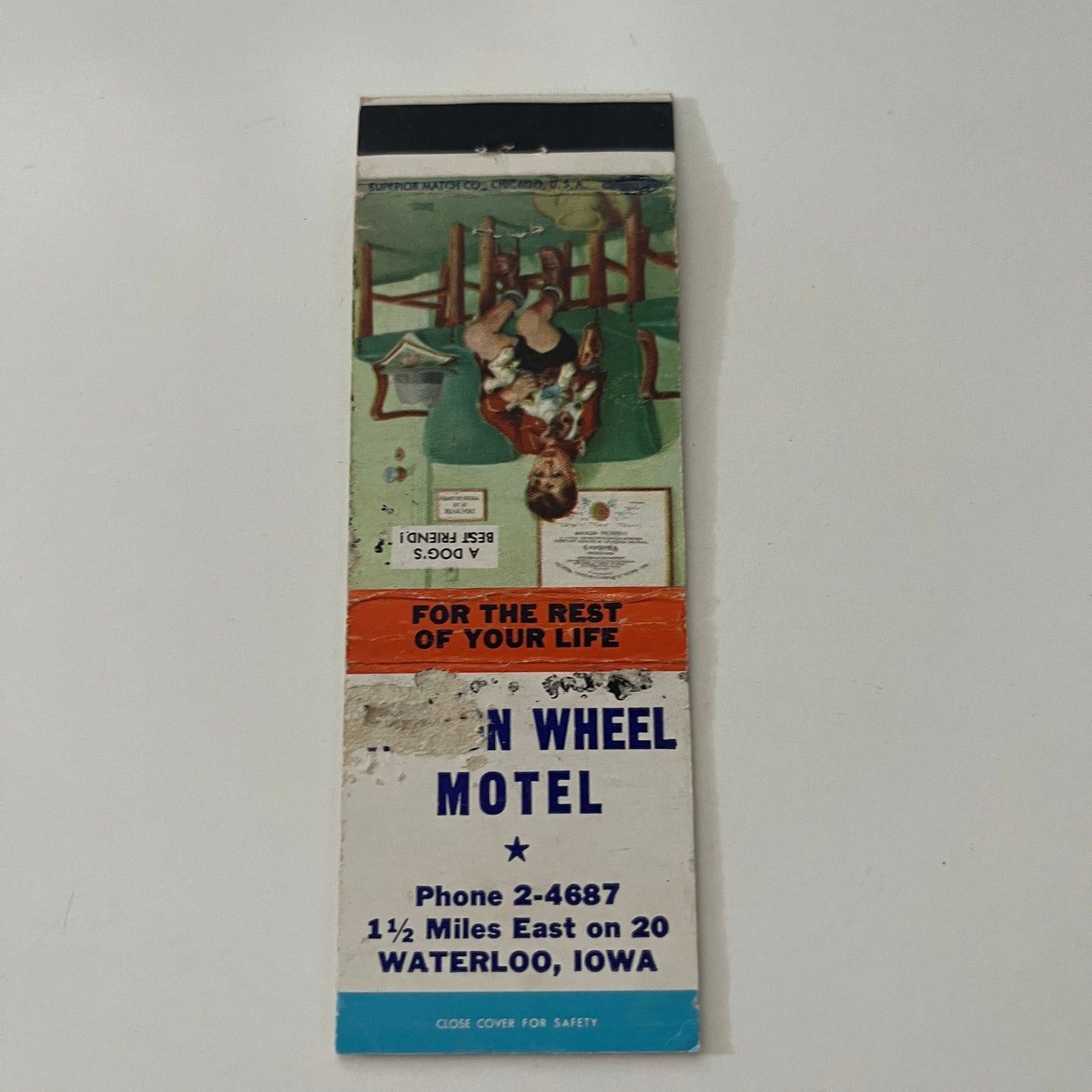 Wagon Wheel Motel Waterloo Iowa Vintage Matchbook Cover MB37-2