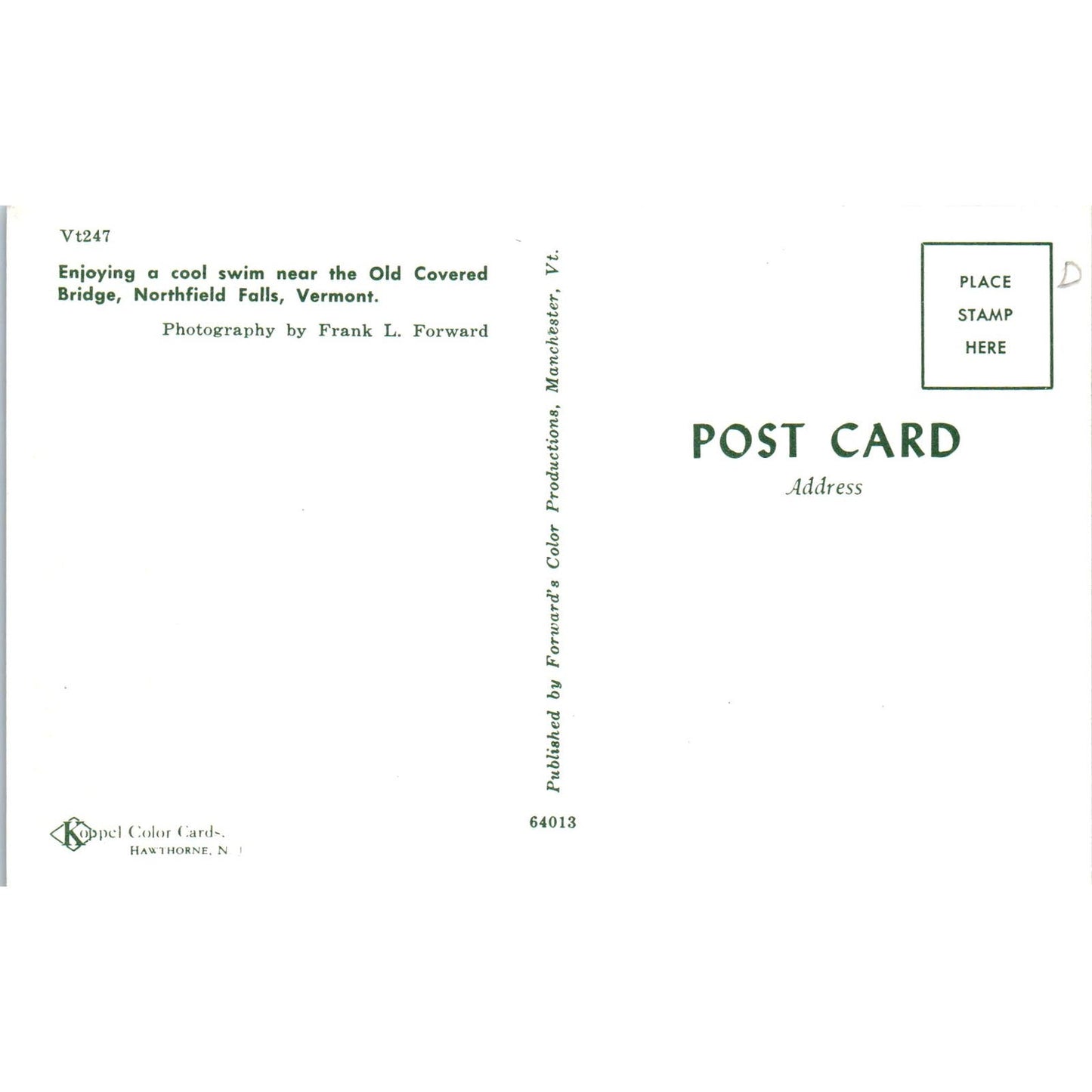 Old Covered Bridge Northfield Falls VT Vintage Covered Bridge Postcard PD6