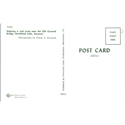 Old Covered Bridge Northfield Falls VT Vintage Covered Bridge Postcard PD6