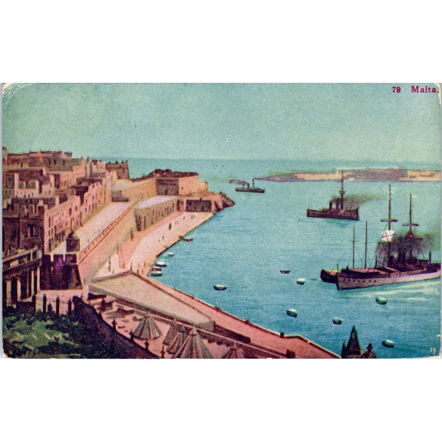 1977 Malta Seaport Maltese Islands Vintage Postcard PE3