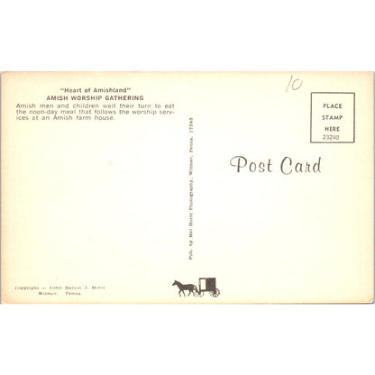 Amish Worship Gathering Pennsylvania Dutch Country Vintage Postcard PD4