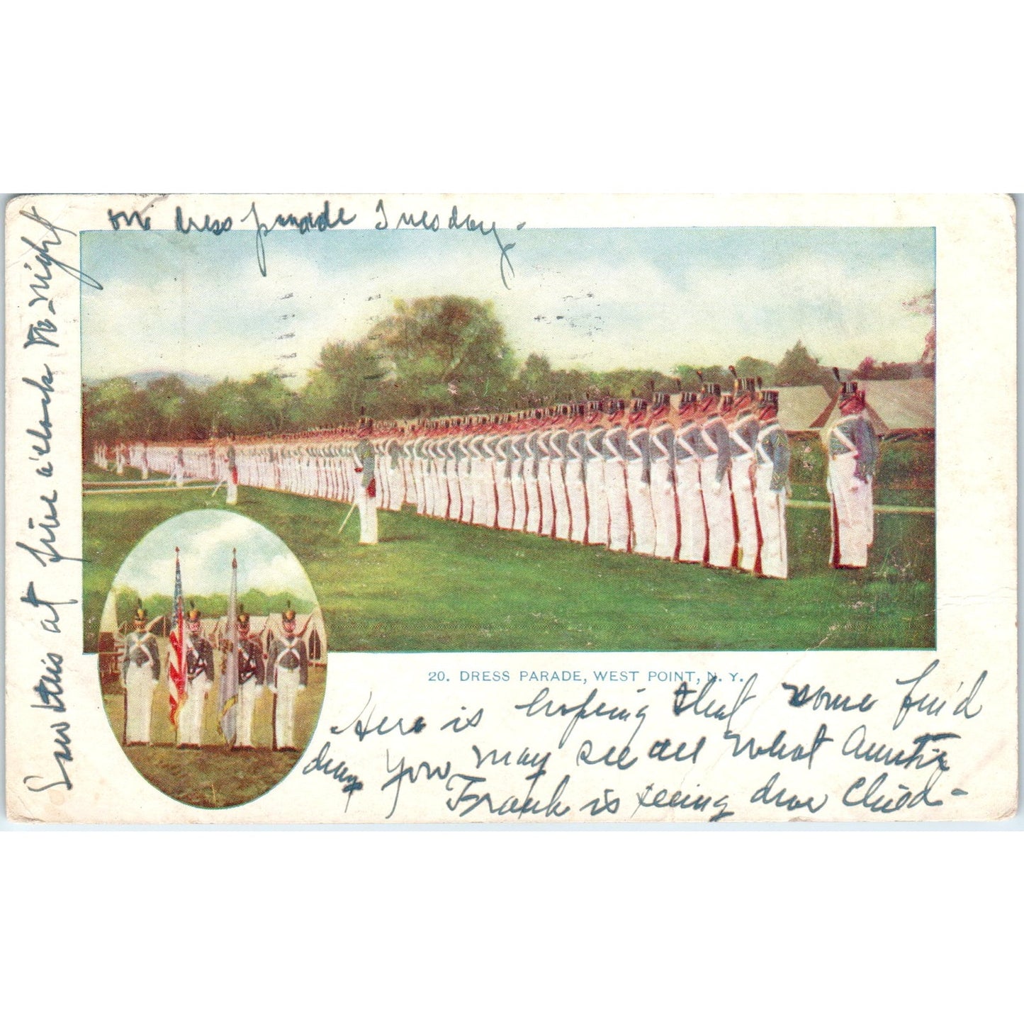 1908 Spanish American War "Dress Parade West Point NY" Original Postcard PD2