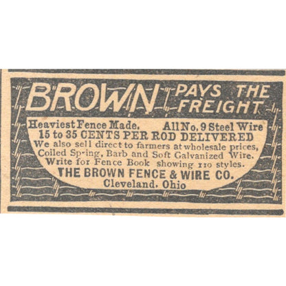Brown Fence & Wire Co Cleveland OH 1905 Magazine Ad AF1-NES3