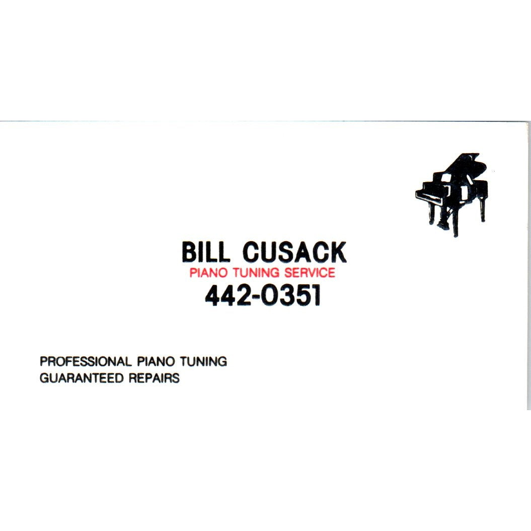 Bill Cusack Piano Tuning Service Vintage Business Card SD8-B20