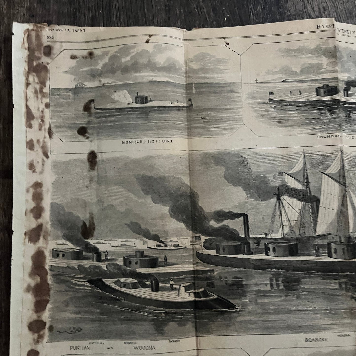 Our New Ironclad Navy Original 1863 Civil War Engraving C58