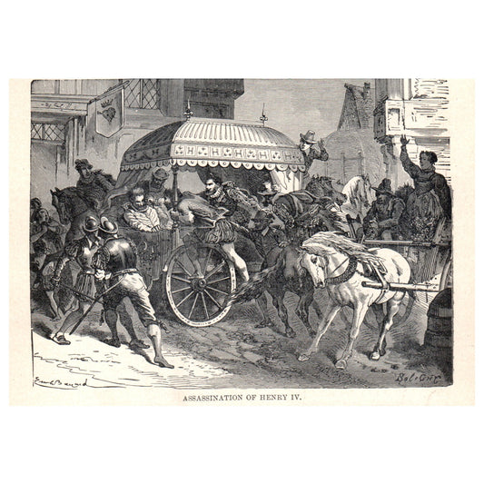 Assassination of Henry IV 1911 Engraving Print AF5-8