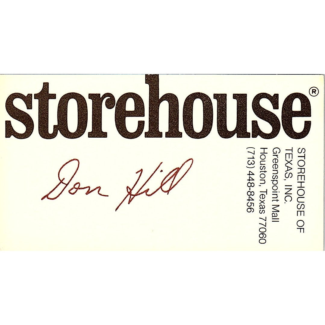 Vintage Storehouse Don Hid Greenspoint Mall, texas Business Card SF3-B2