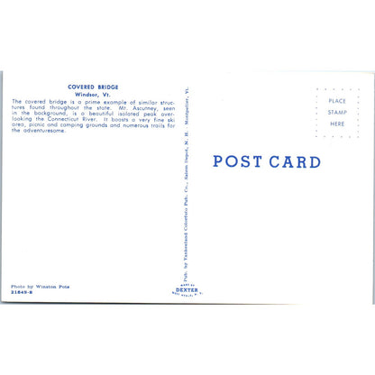 Old Covered Bridge in Woodstock Vermont Covered Bridge Postcard PC4