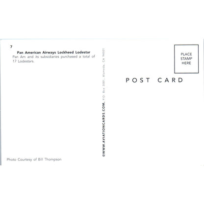 Pan American Airways Lockheed Lodestar Vintage Postcard TG8-PC