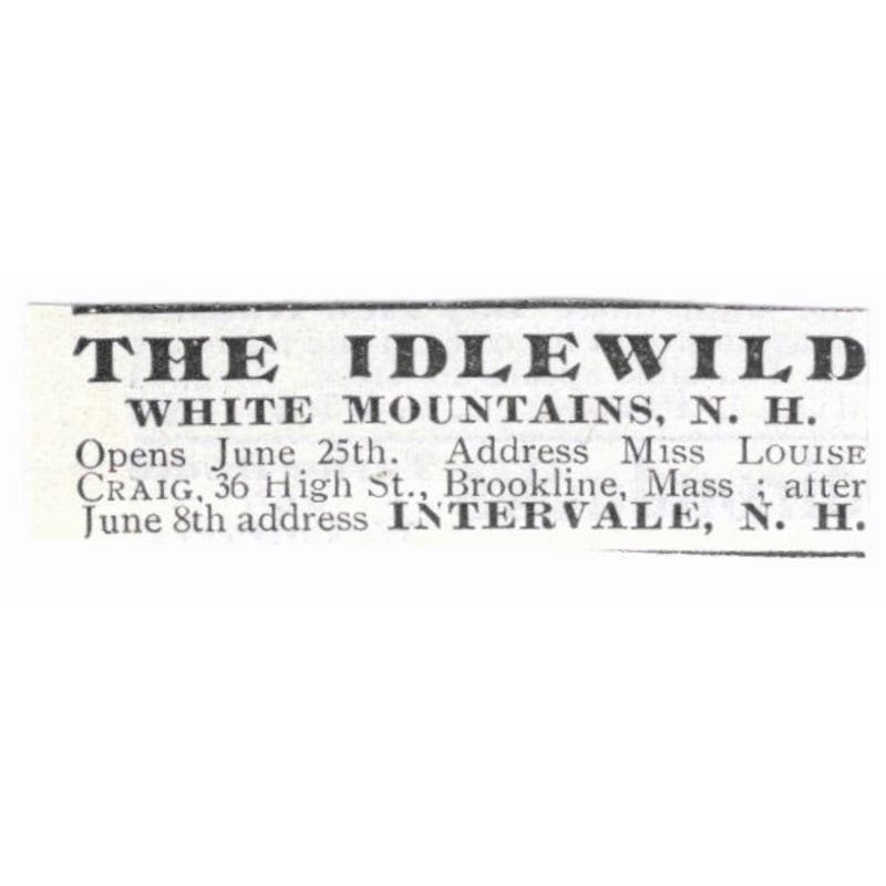 The Idlewild White Mountains Intervale Louise Craig c1918 Advertisement AE5-SV2