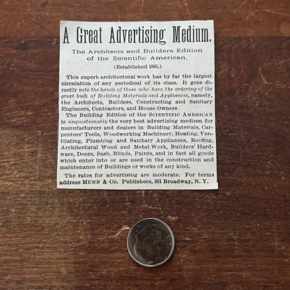 Scientific American Architects & Builders Edition Original Advertisement AD8-P29