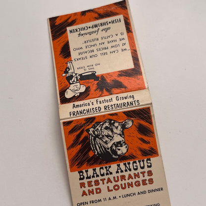 Black Angus Restaurants and Lounges Vintage Matchbook Cover MM2-7