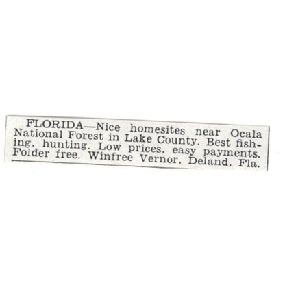 Lake County Florida Homesites - Winfree Vernor, Deland FL 1955 Ad AG1-S5
