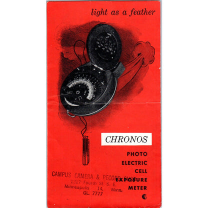 Vintage Chronos Photo Electric Cell Exposure Meter Pamphlet Brochure AE2