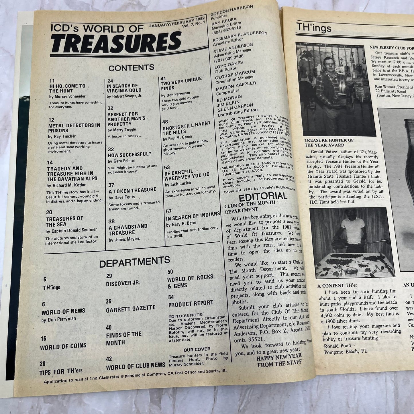 1982 Feb - ICD World of Treasures Magazine - Treasure Hunting Gold Rocks M16