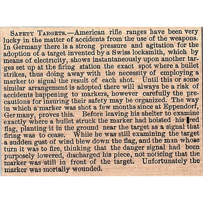 Safety Targets at American Rifle Ranges 1878 Article AG2-M8
