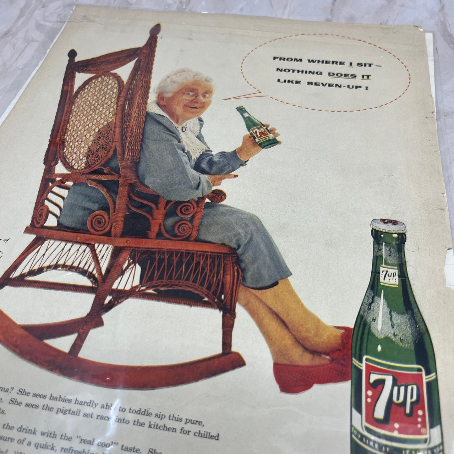 1955 7-Up Grandma Rocking Chair 10x13 Magazine Advertisement FL6-7