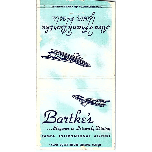 Alva & Frank Bartke's Restaurant Tampa International Airport Matchbook SF3-Y4