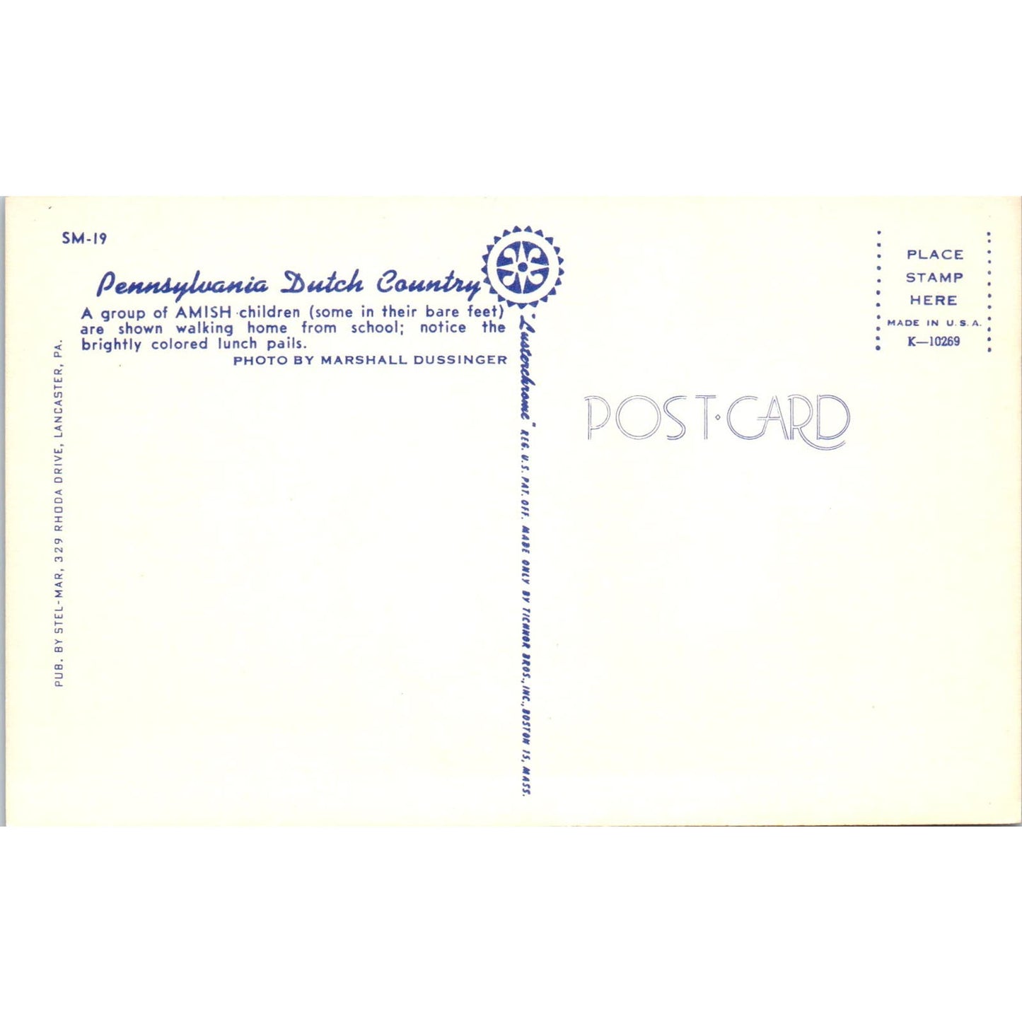 Amish Children Walking Home From School Pennsylvania Dutch Country Postcard PD7