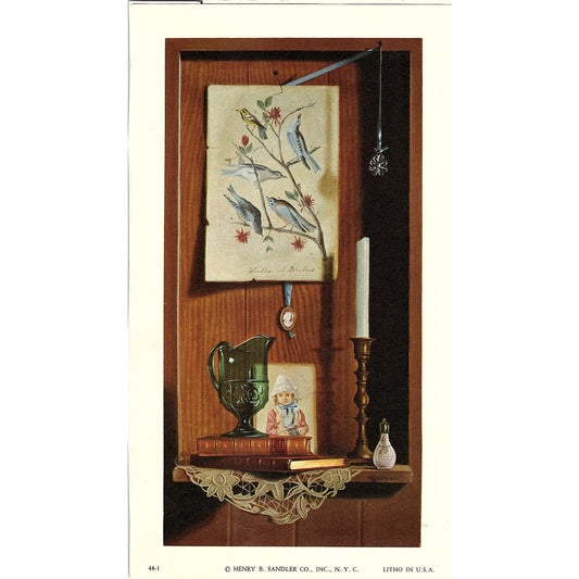 Early American Still Life Wall Décor Vintage Art Print 5x9 V12