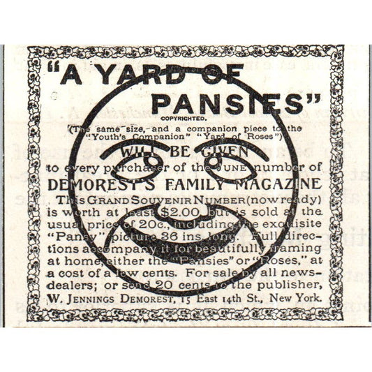 A Yard of Pansies W. Jennings Demorest NY c1890 Victorian Ad AE8-CH9