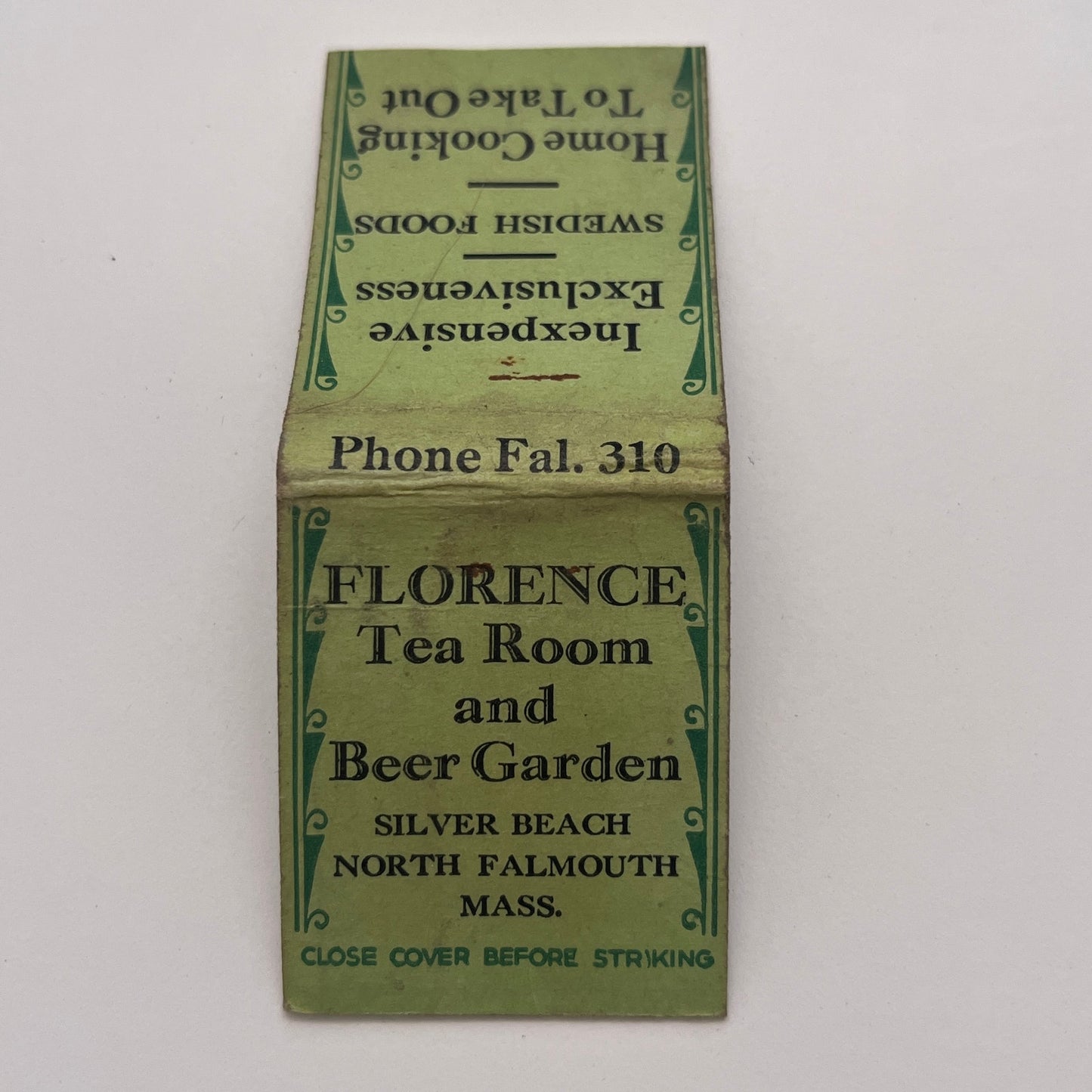 Florence Tea Room & Beer Garden Silver Beach North Falmouth Matchbook TB8-MB-3