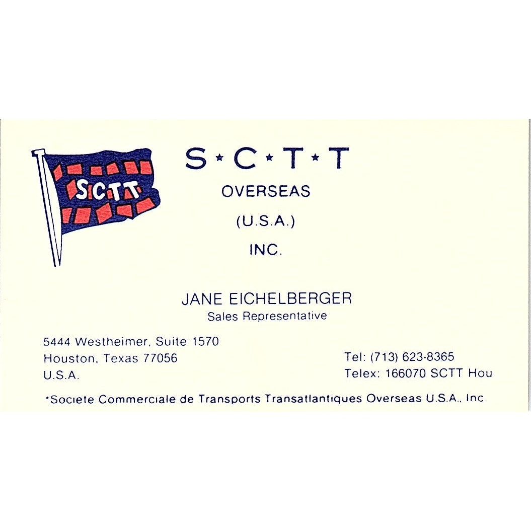 S.C.T.T. Overseas Jane Eichelberger Houston Vintage Business Card SC9-B4