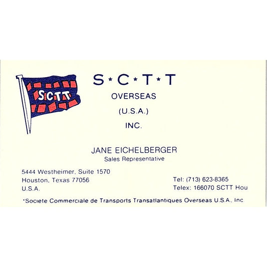 S.C.T.T. Overseas Jane Eichelberger Houston Vintage Business Card SC9-B4