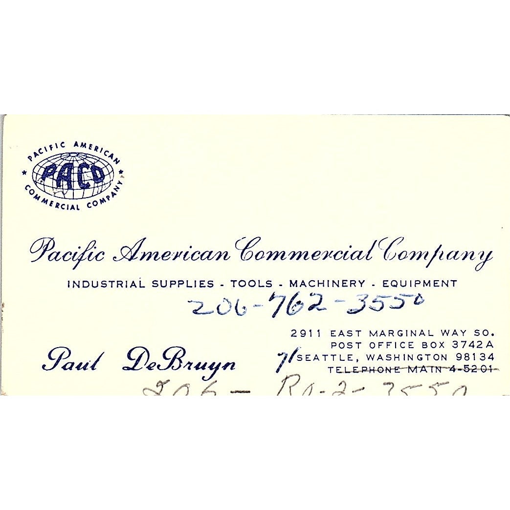 Pacific American Commercial Company Paul De Bruyn Seattle WA Card SSB4-B13