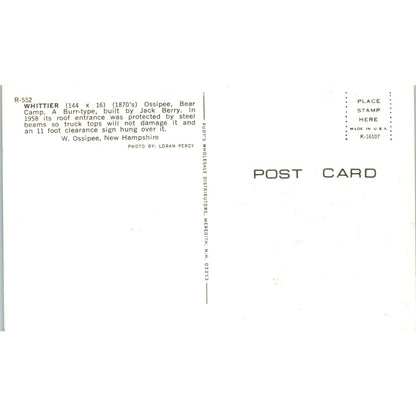 Ossipee Bear Camp Whittier Bridge W. Ossipee NH Covered Bridge Postcard PC5
