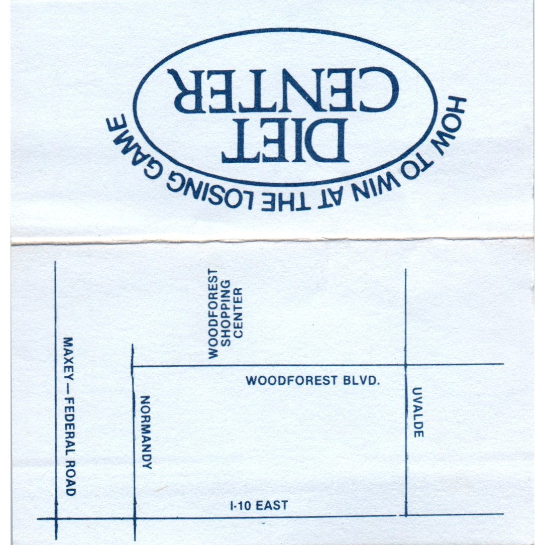 The Diet Center Garoldene Gary Peters Houston TX Vintage Business Card SD8-B6