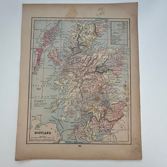 Map of Scotland and France 1894 Map SV1-6