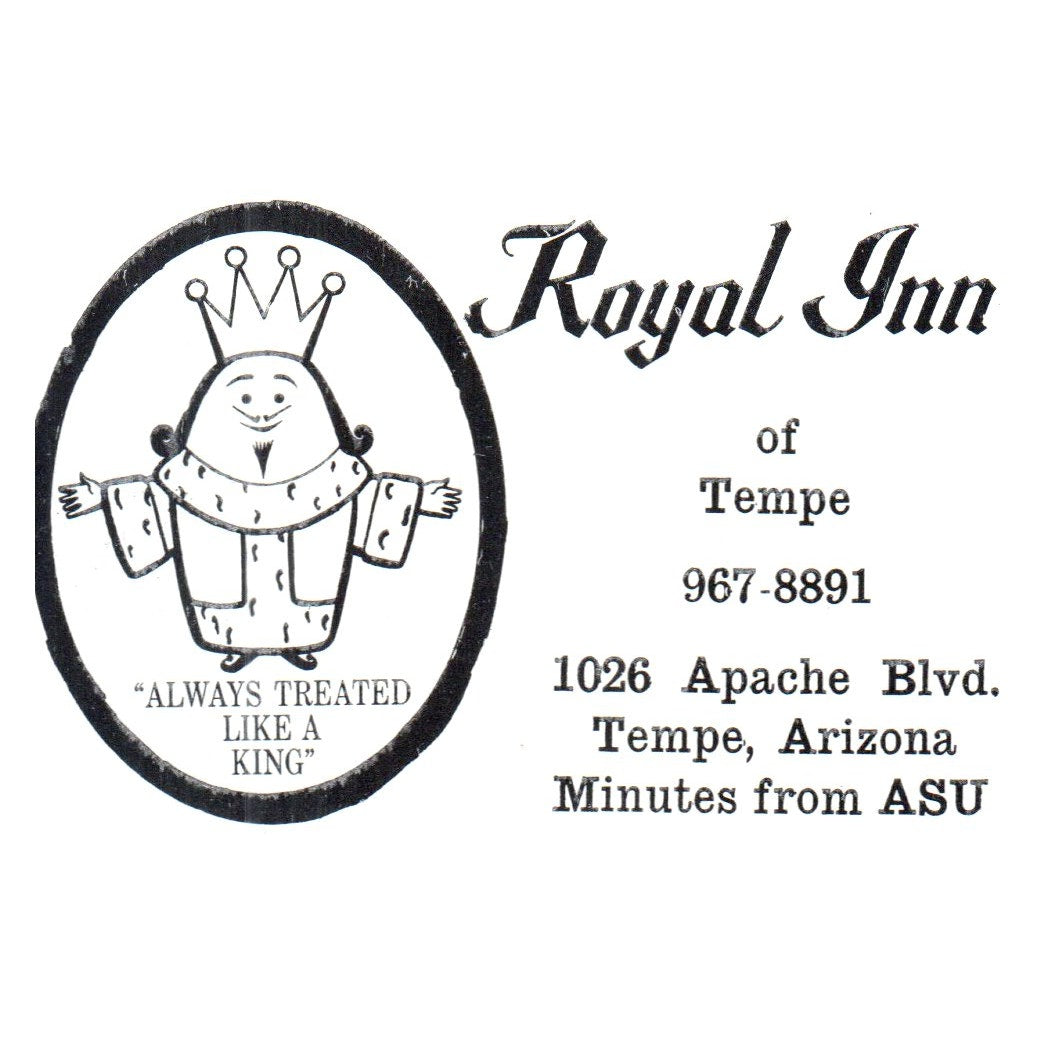 Royal Inn of Tempe 1026 Apache Blvd AZ 1969 Bowling Program Ad AF6-1