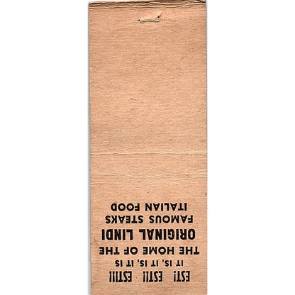 Lindi's Restaurant Franklin Park IL Vintage Matchbook Cover SF3-Y5