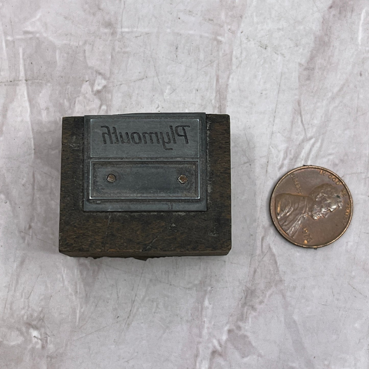 Retro Plymouth Motor Company Vintage Letterpress Printers Block Plate SF5