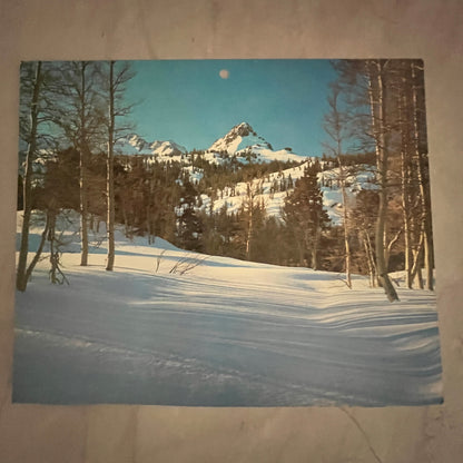 Cathedral Rock Mountain WA Winter Forest River Scene 7x8.5" Art Print V23