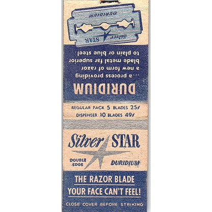 Silver Star Duridium Shaving Razor Blade Vintage Matchbook Cover SC7-Y6