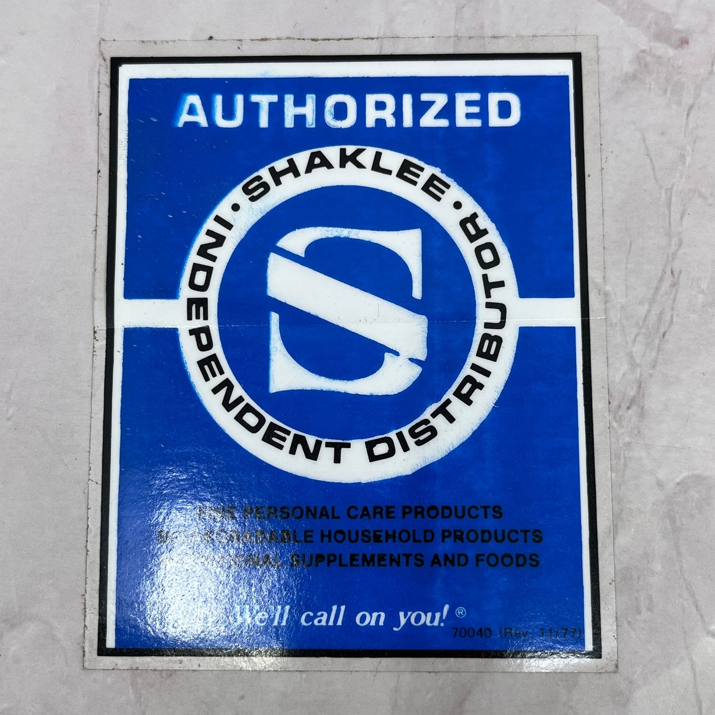 Vintage Authorized Shaklee Independent Distributor Sticker Decal 4x5" SC1