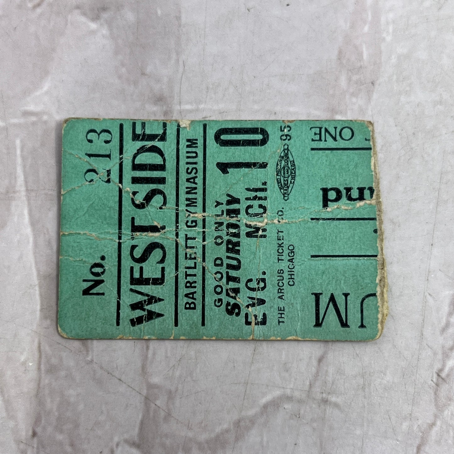 Vintage Westside Bartlett Gymnasium Stub Wally Eisin SF4