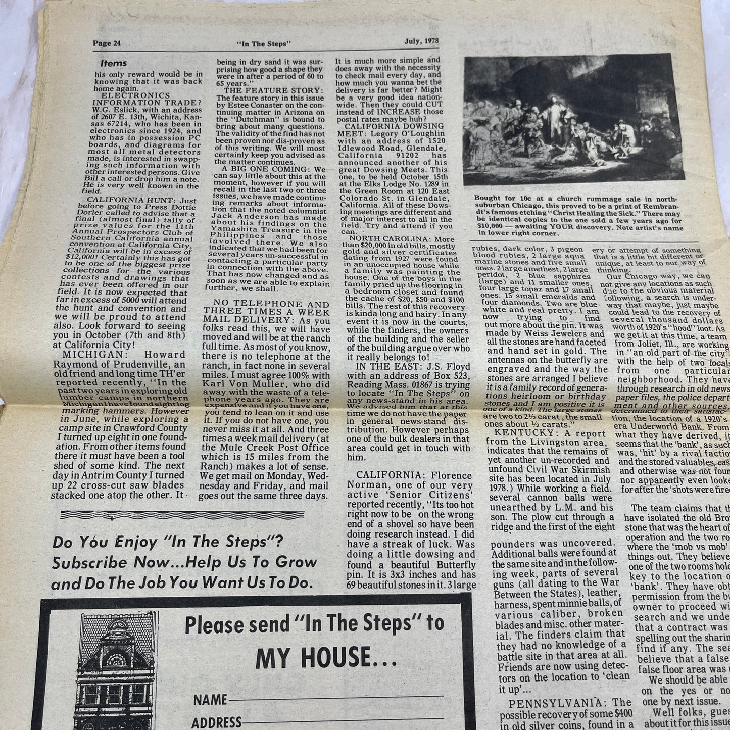 1978 July - In the Steps of the Treasure Hunter Newspaper - Mule Creek NM M11