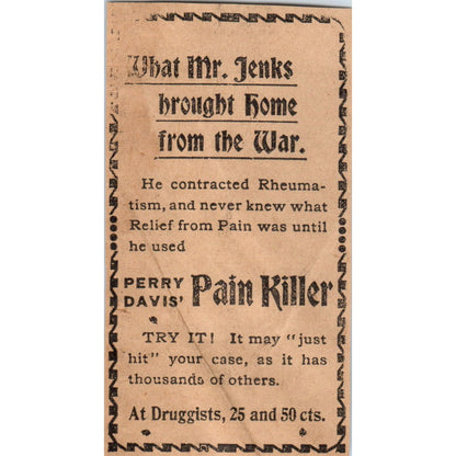 Perry Davis' Pain Killer Quackery St. Paul 1898 Newspaper Ad AF2-Q1