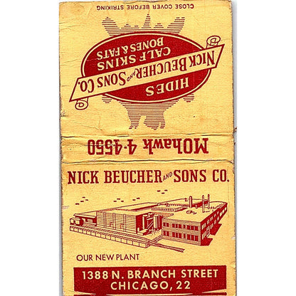 Nick Beucher & Sons Co Hides Calf Skins Chicago Vintage Matchbook Cover SF3-Y4