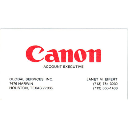 Janet M. Eifert Canon Account Executive Houston Vintage Business Card SE3-B2